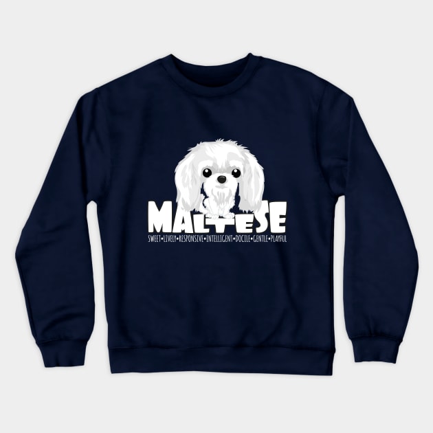 Maltese - DGBighead Crewneck Sweatshirt by DoggyGraphics